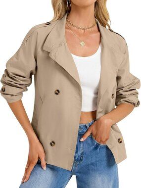 Chic Women's Cropped Trench Coat | Stylish High Collar Short Jacket for Outfits